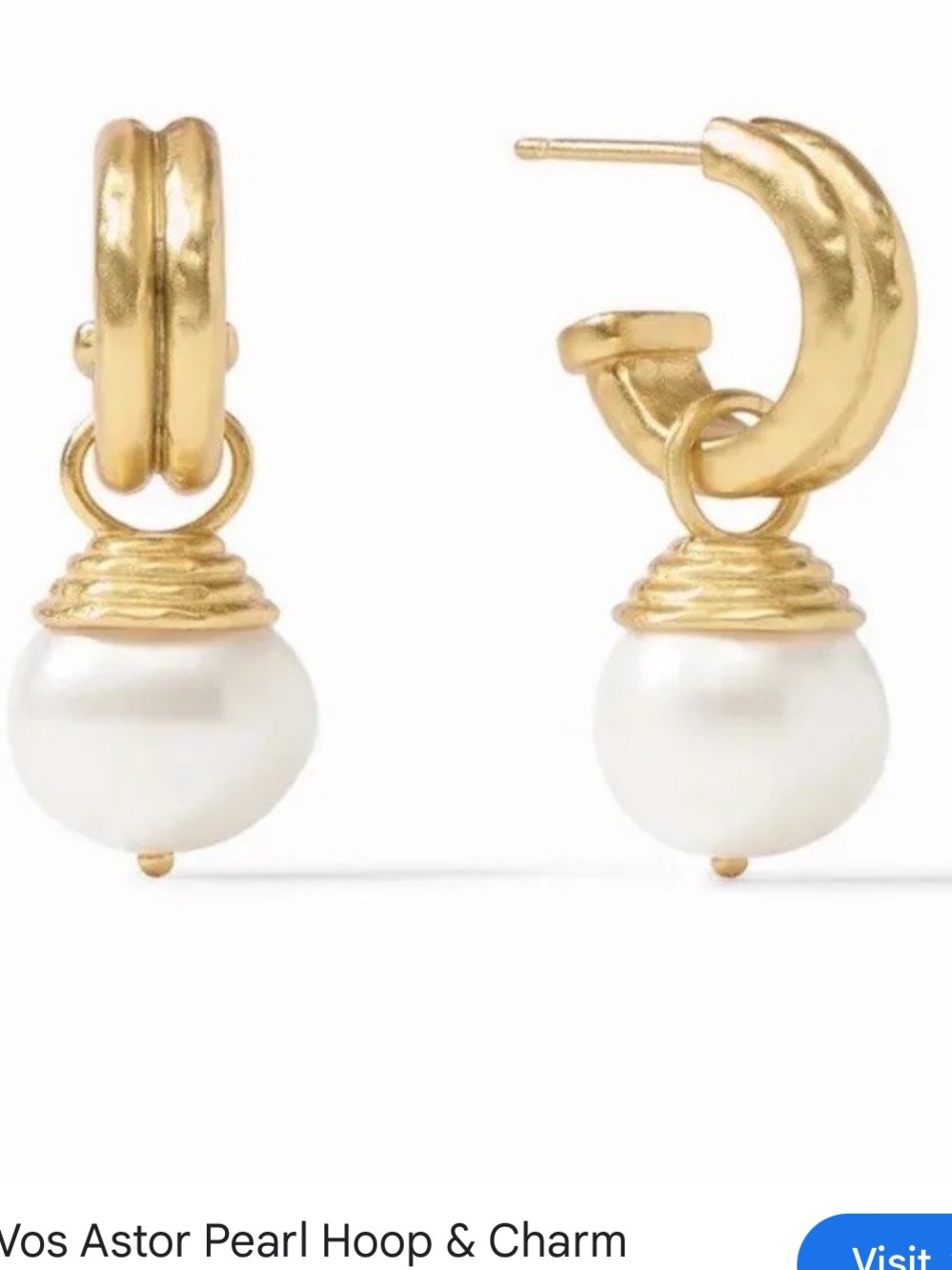 Julie Vos Gold Pearl Drop Hoop Earrings
